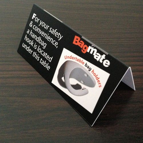 Bagmate Undertable Bag Hook Customer Awareness Table Tent Card 2